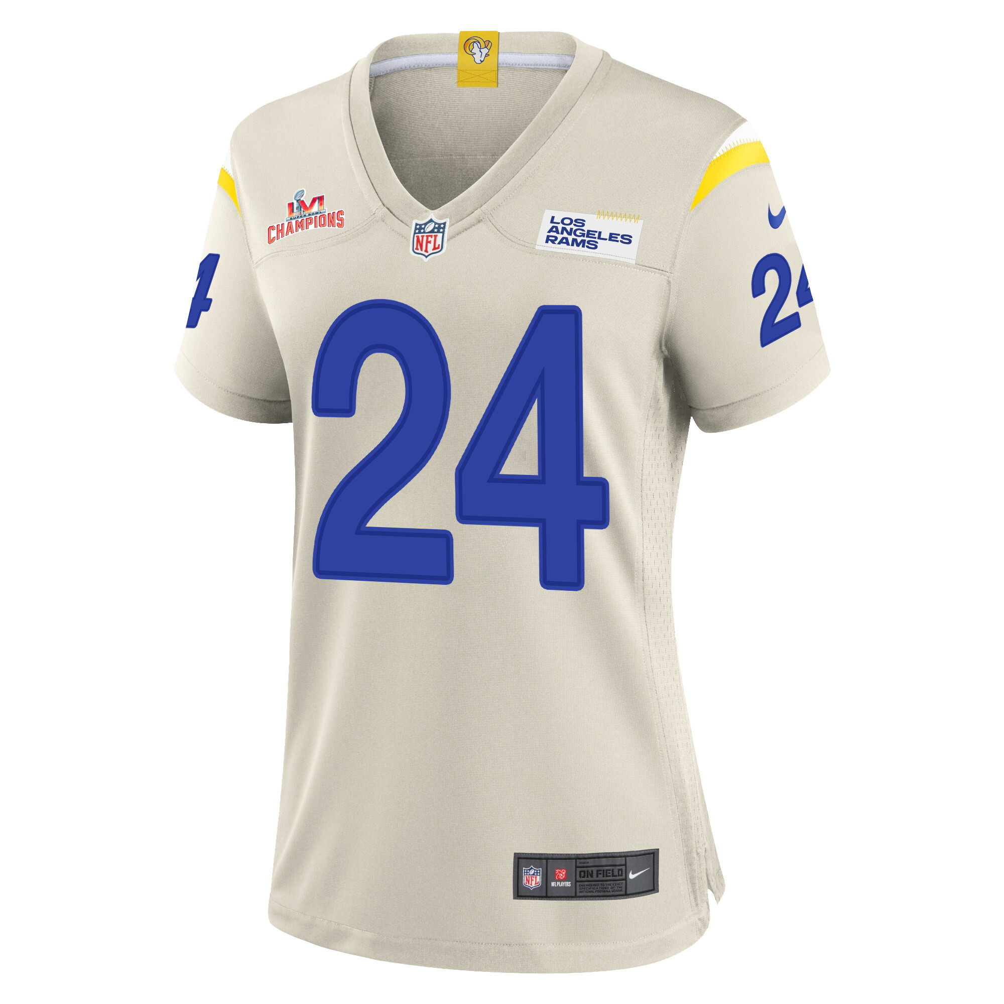 Super Bowl LVI Champions Los Angeles Rams Taylor Rapp 24 Bone Women's Jersey Jersey