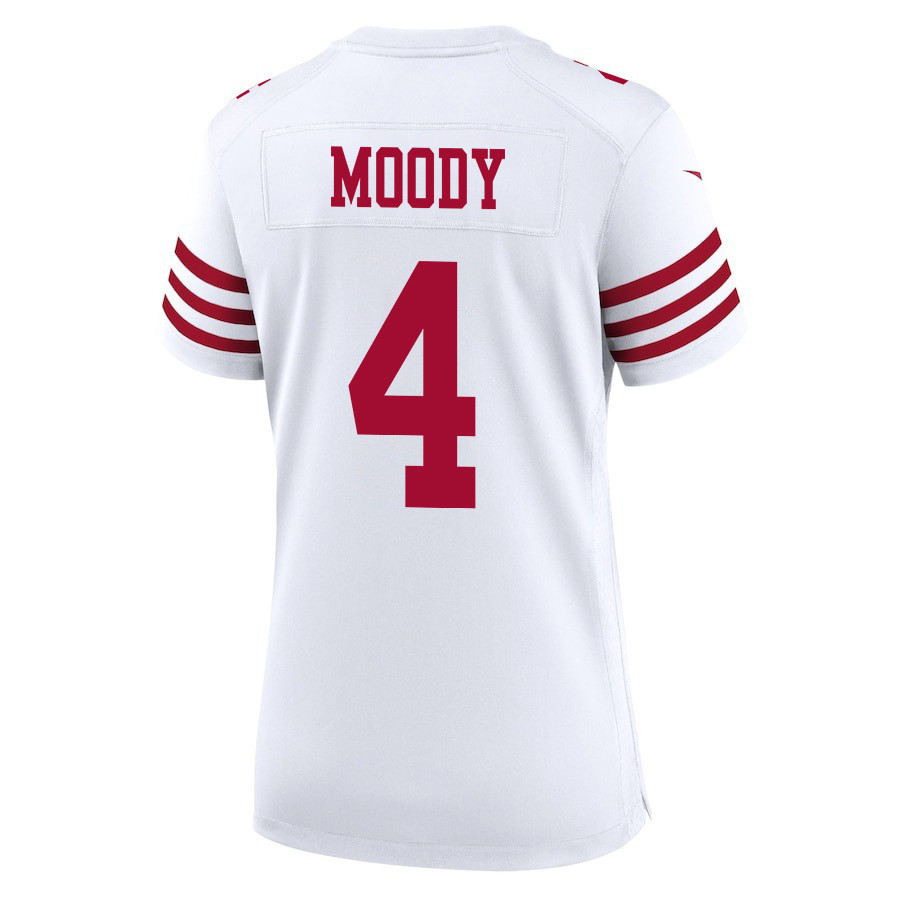Jake Moody 4 San Francisco 49ers Super Bowl LVIII Patch Game Women Jersey - White