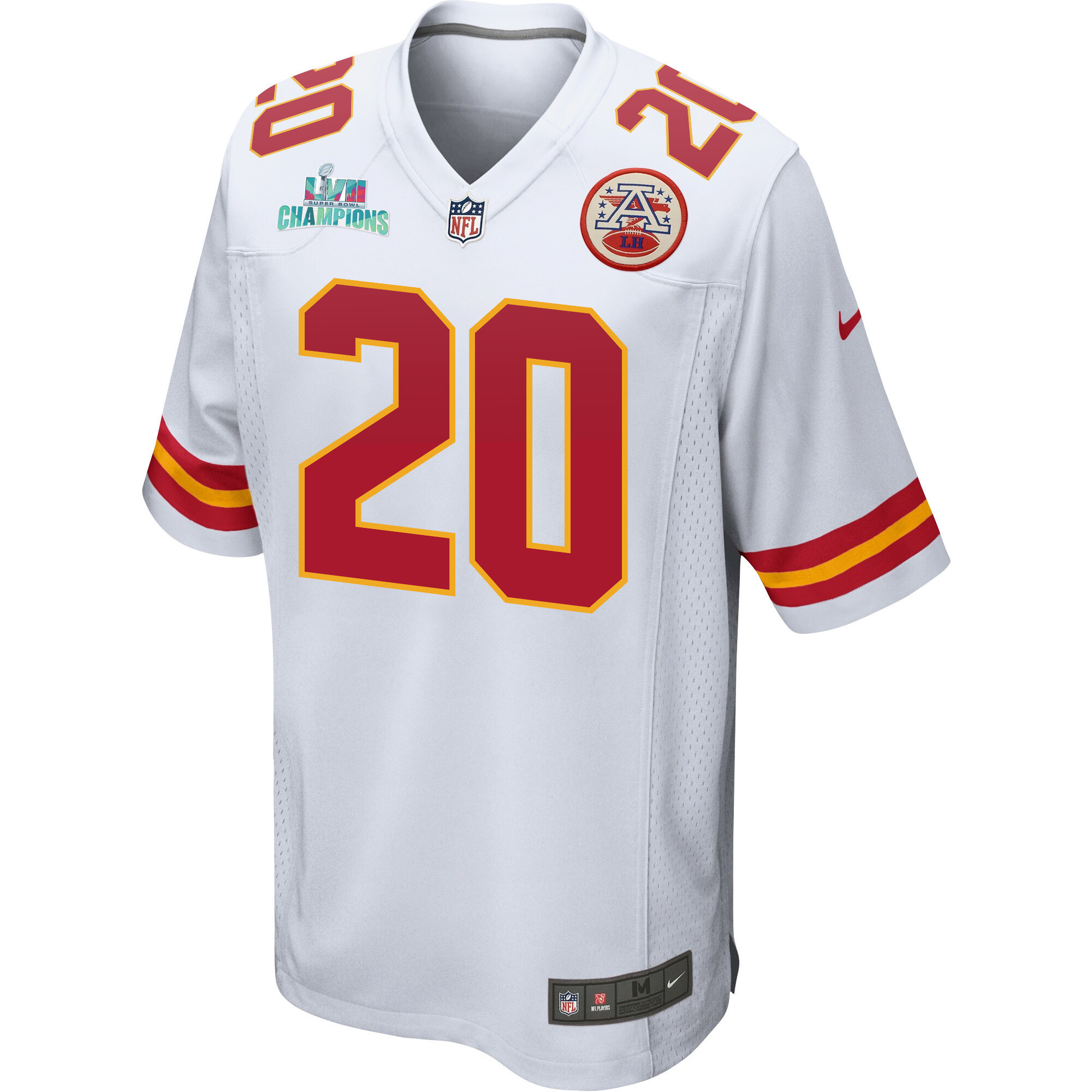 Justin Reid 20 Kansas City Chiefs Super Bowl LVII Champions Men Game Jersey - White
