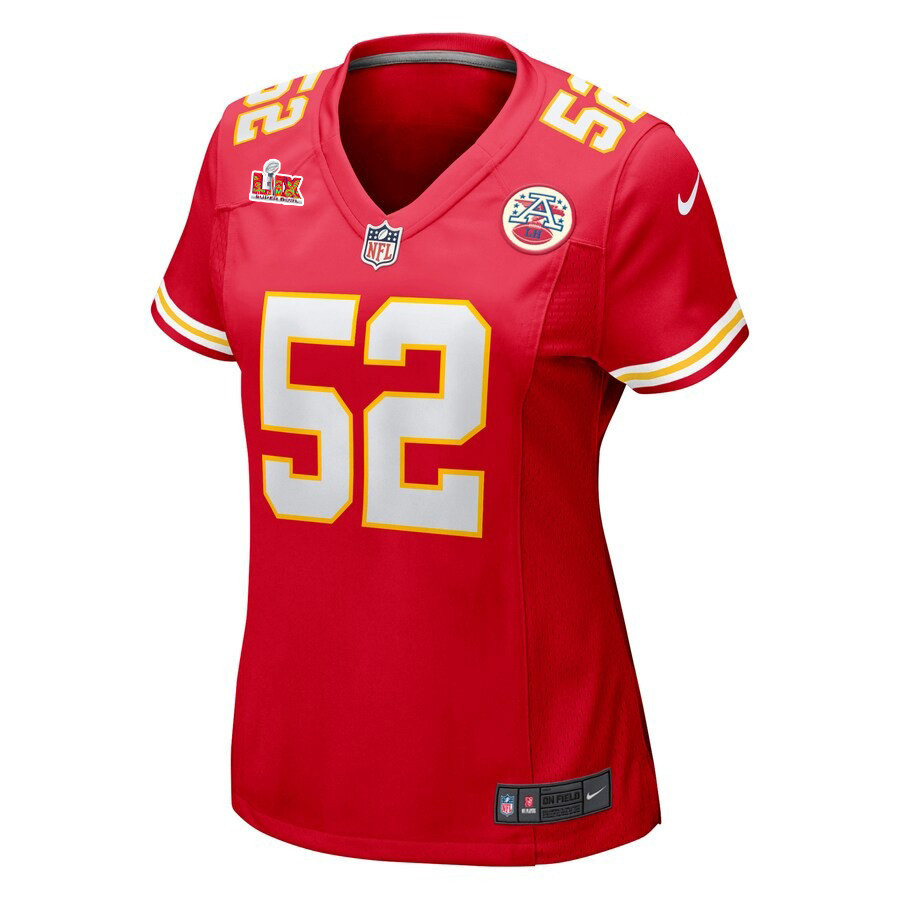 Creed Humphrey #52 Kansas City Chiefs Super Bowl LIX Women's Jersey - Red