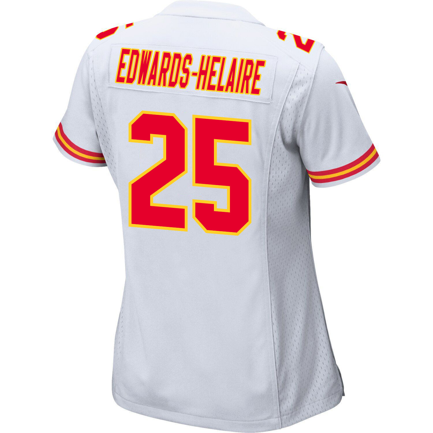 Clyde Edwards-Helaire 25 Kansas City Chiefs Super Bowl LVIII Patch Game Women Jersey - White