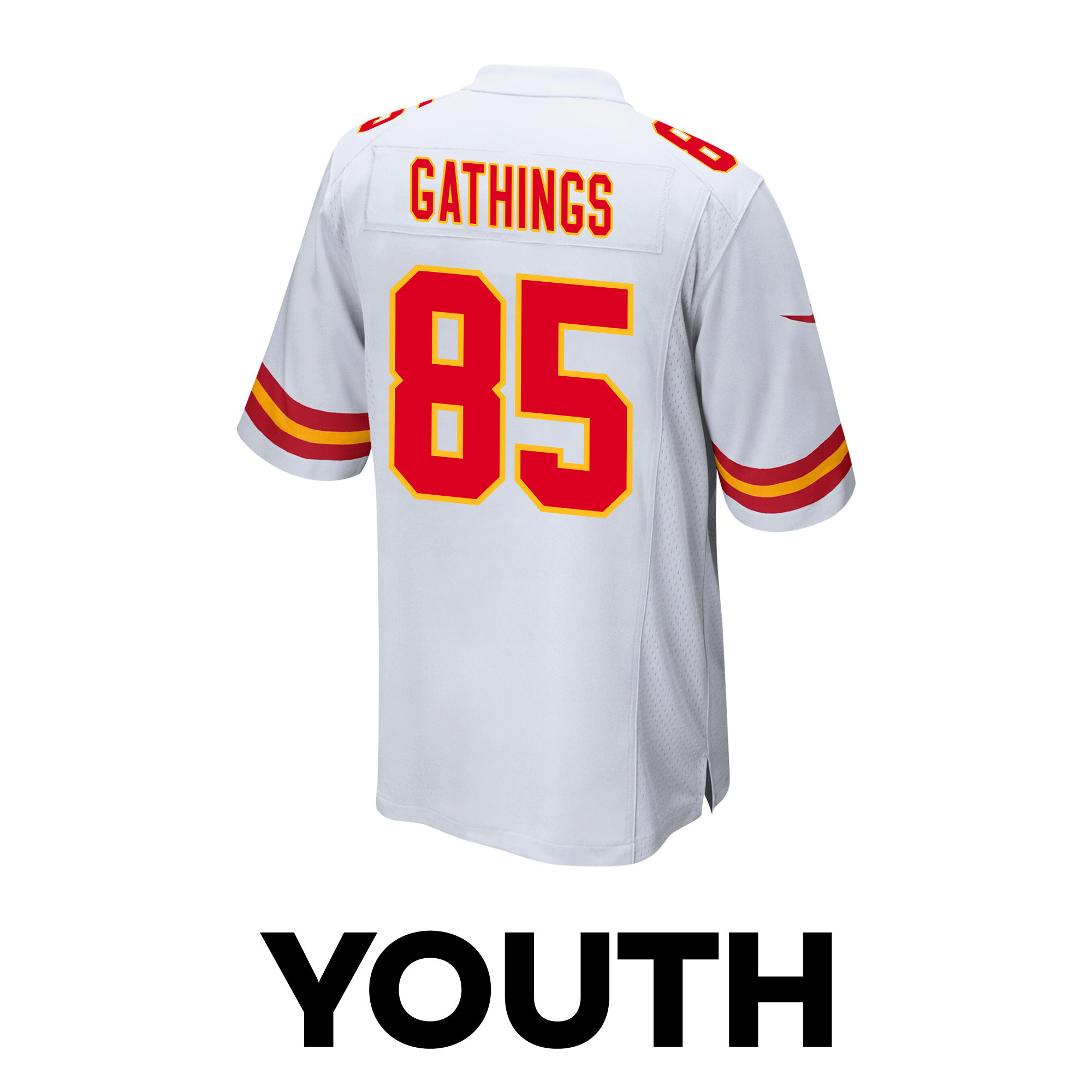 Izaiah Gathings 85 Kansas City Chiefs Super Bowl LVIII Patch Game YOUTH Jersey - White