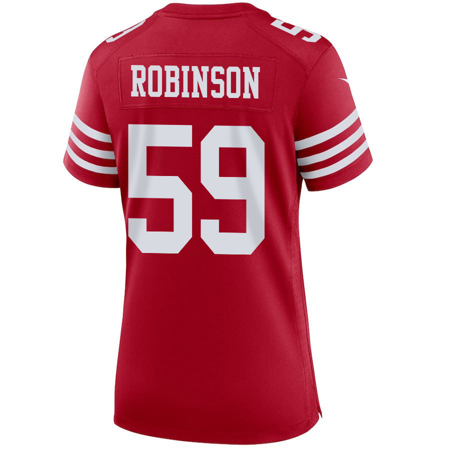 Curtis Robinson 59 San Francisco 49ers Super Bowl LVIII Patch Game Women Jersey - Scarlet