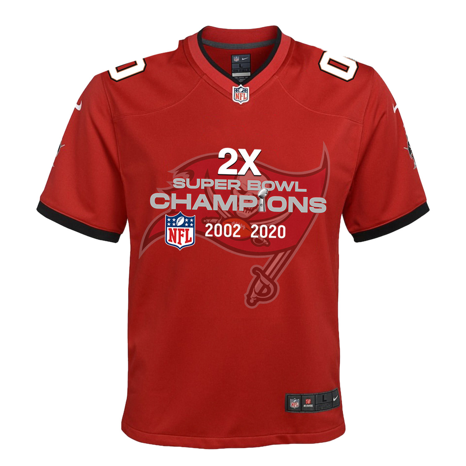 Tampa Bay Buccaneers 2X Super Bowl Champions Jersey - Youth, Red