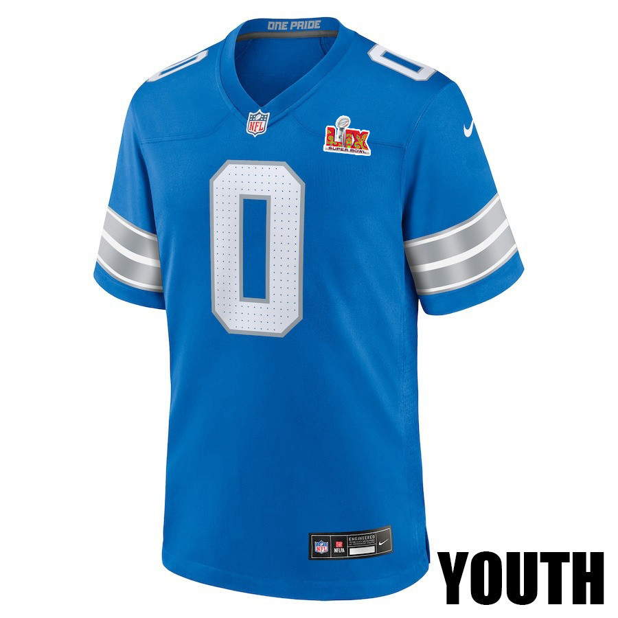 Terrion Arnold #0 Detroit Lions Super Bowl LIX YOUTH Jersey - Blue