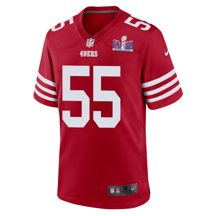 Jon Feliciano 55 San Francisco 49ers Super Bowl LVIII Patch Game Men Jersey - Scarlet
