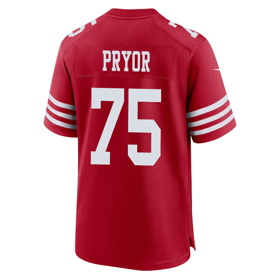 Matt Pryor 75 San Francisco 49ers Super Bowl LVIII Patch Game Men Jersey - Scarlet