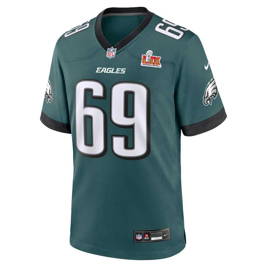 Landon Dickerson #69 Philadelphia Eagles Super Bowl LIX Jersey - Men's - Midnight Green