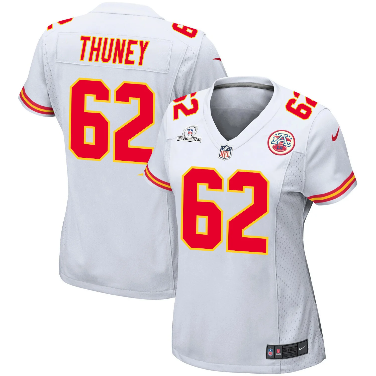 Joe Thuney 62 Kansas City Chiefs Super Bowl LVIII Patch Game Women Jersey - White