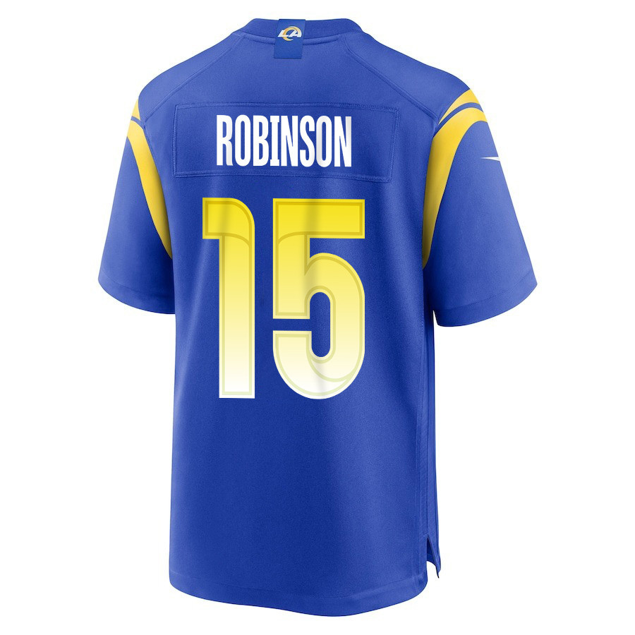 Demarcus Robinson 15 Los Angeles Rams Super Bowl LIX New Orleans Patch Game Men Jersey - Royal