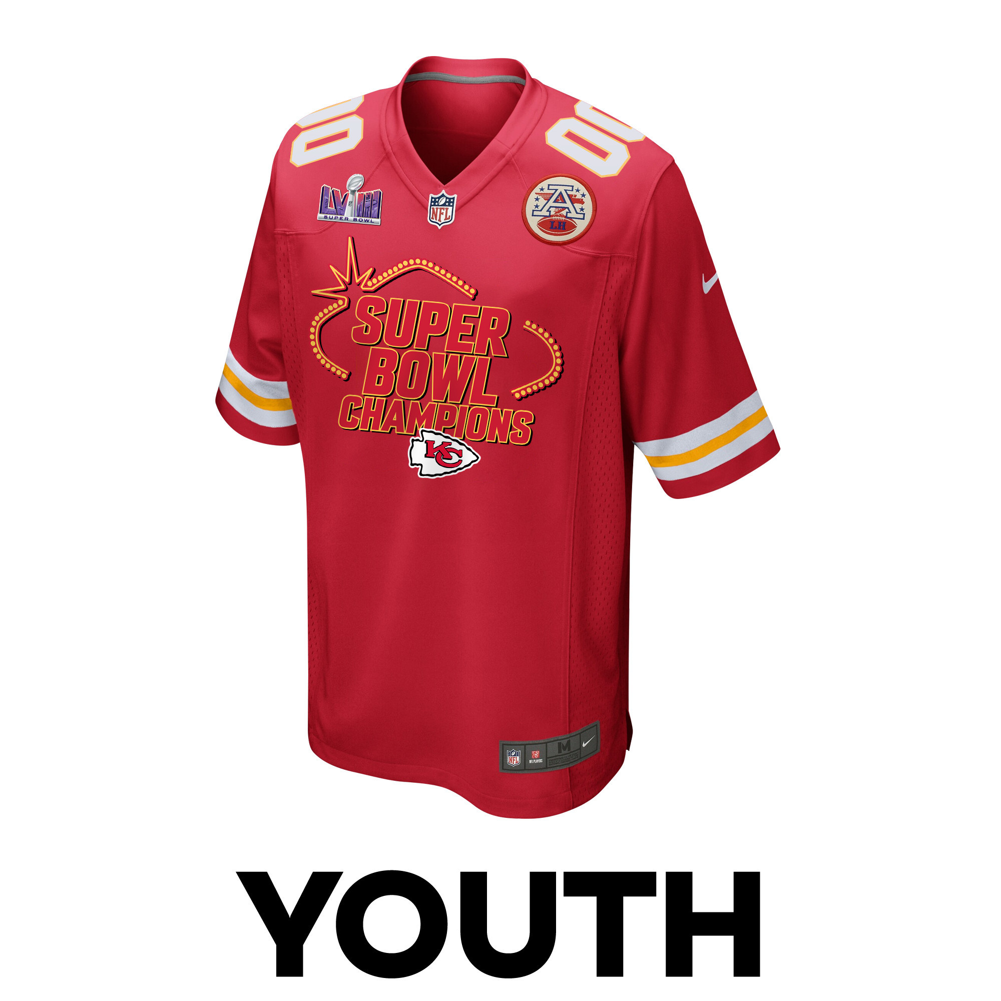 Kansas City Chiefs Super Bowl LVIII Champions Locker Room Trophy Collection Game YOUTH Jersey - Scarlet
