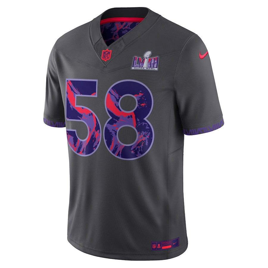 Super Bowl LVIIILimited White Jersey Men's Design, Anthracite