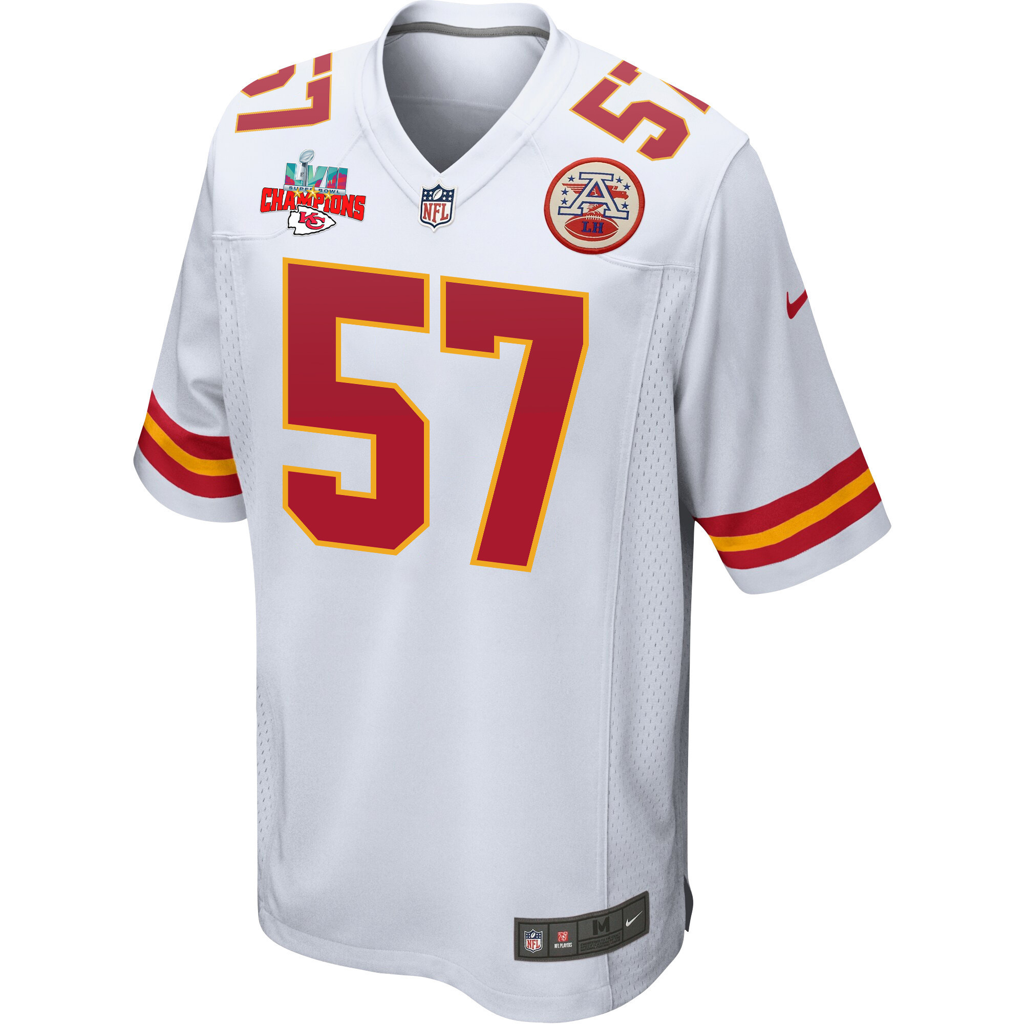 Orlando Brown 57 Kansas City Chiefs Super Bowl LVII Champions 3 Stars Men Game Jersey - White