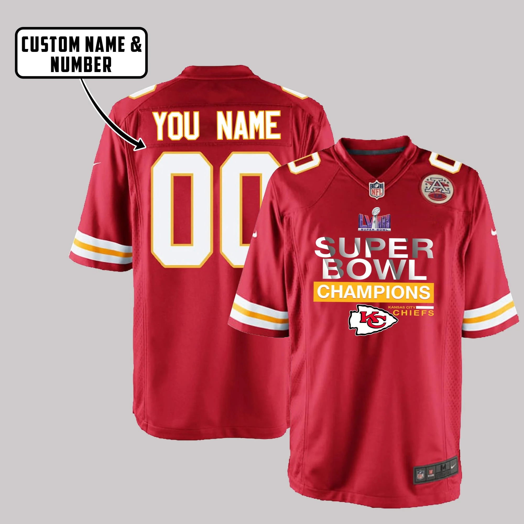 Kansas City Chiefs Super Bowl LVIII Game Style YOUTH Jersey - Red V1