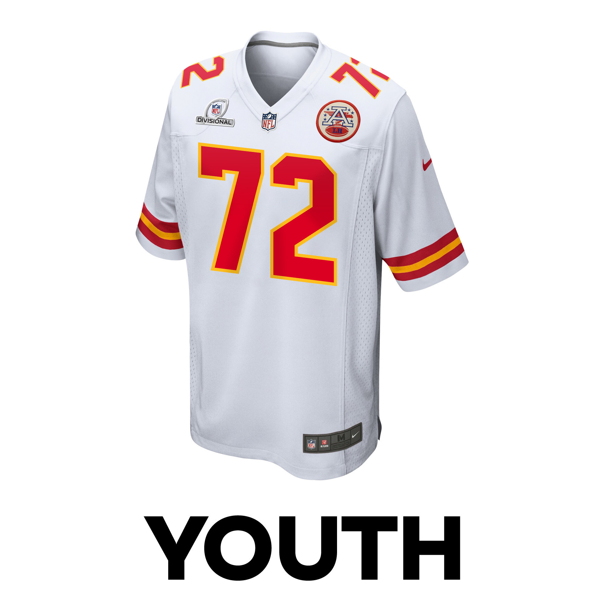 Chukwuebuka Godrick 72 Kansas City Chiefs Super Bowl LVIII Patch Game YOUTH Jersey - White