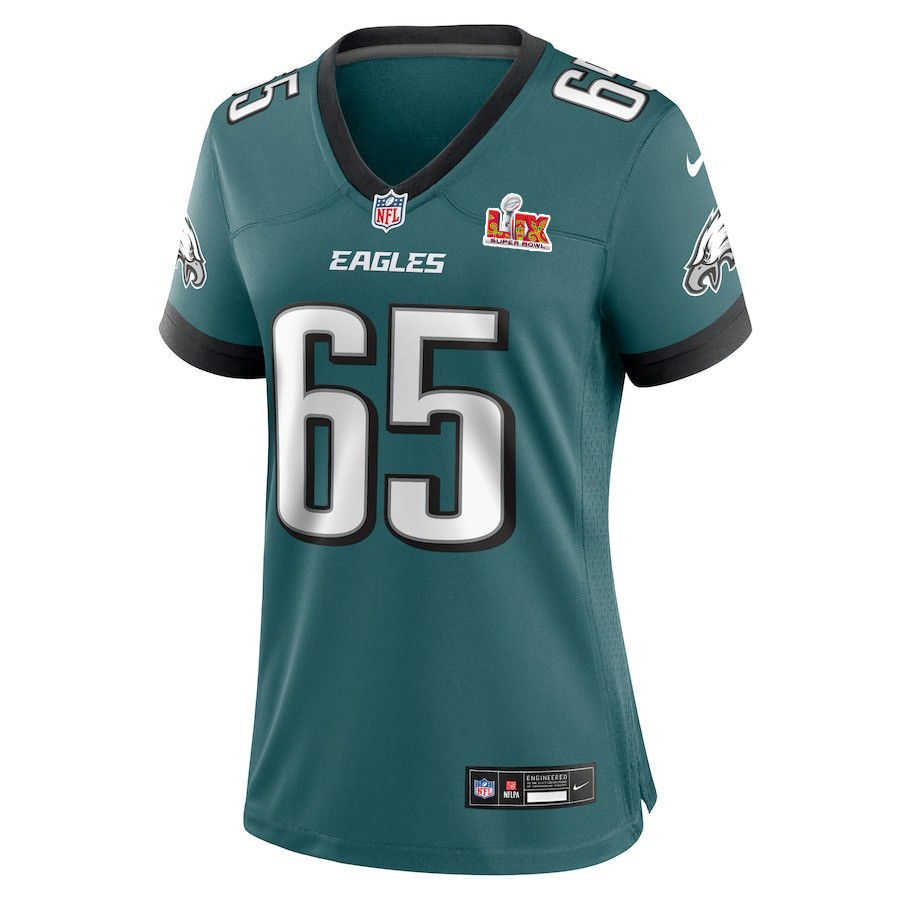 Lane Johnson #65 Philadelphia Eagles Super Bowl LIX Women's Jersey - Midnight Green
