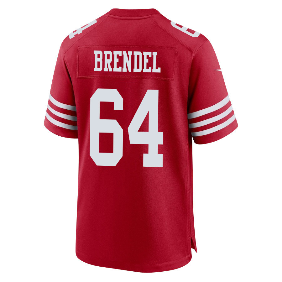 Jake Brendel 64 San Francisco 49ers Super Bowl LVIII Patch Game Men Jersey - Scarlet