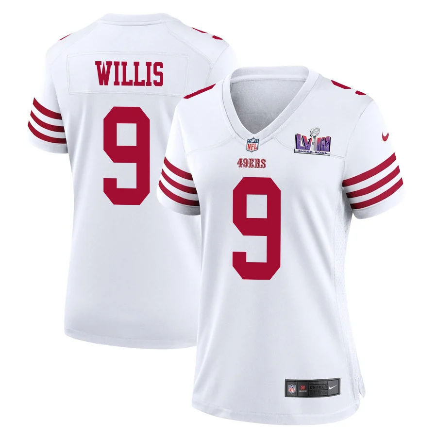 Brayden Willis 9 San Francisco 49ers Super Bowl LVIII Patch Game Women Jersey - White