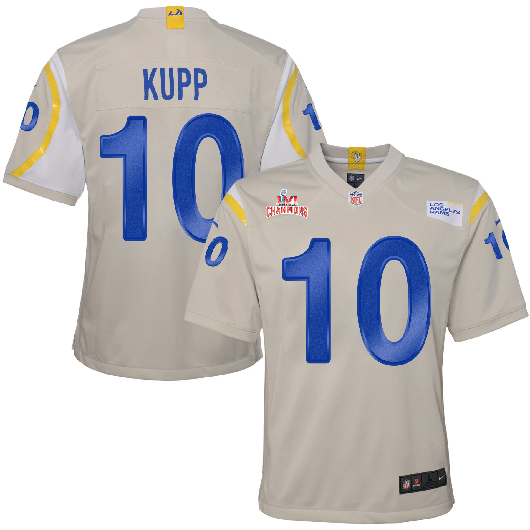 Super Bowl LVI Champions Los Angeles Rams Cooper Kupp 10 Bone Youth's Jersey Jersey