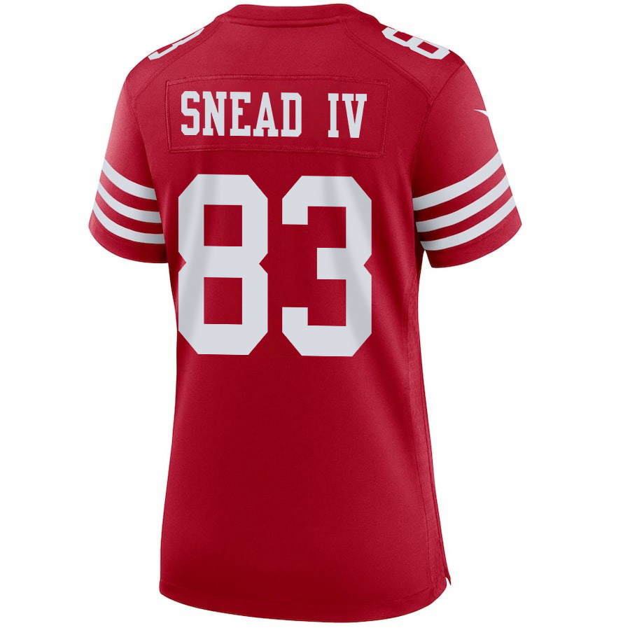 Willie Snead IV 83 San Francisco 49ers Super Bowl LVIII Patch Game Women Jersey - Scarlet