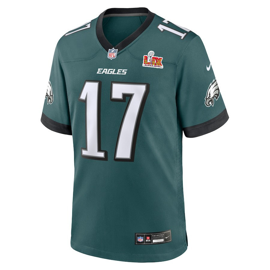 Nakobe Dean #17 Philadelphia Eagles Super Bowl LIX Jersey - Men's - Midnight Green