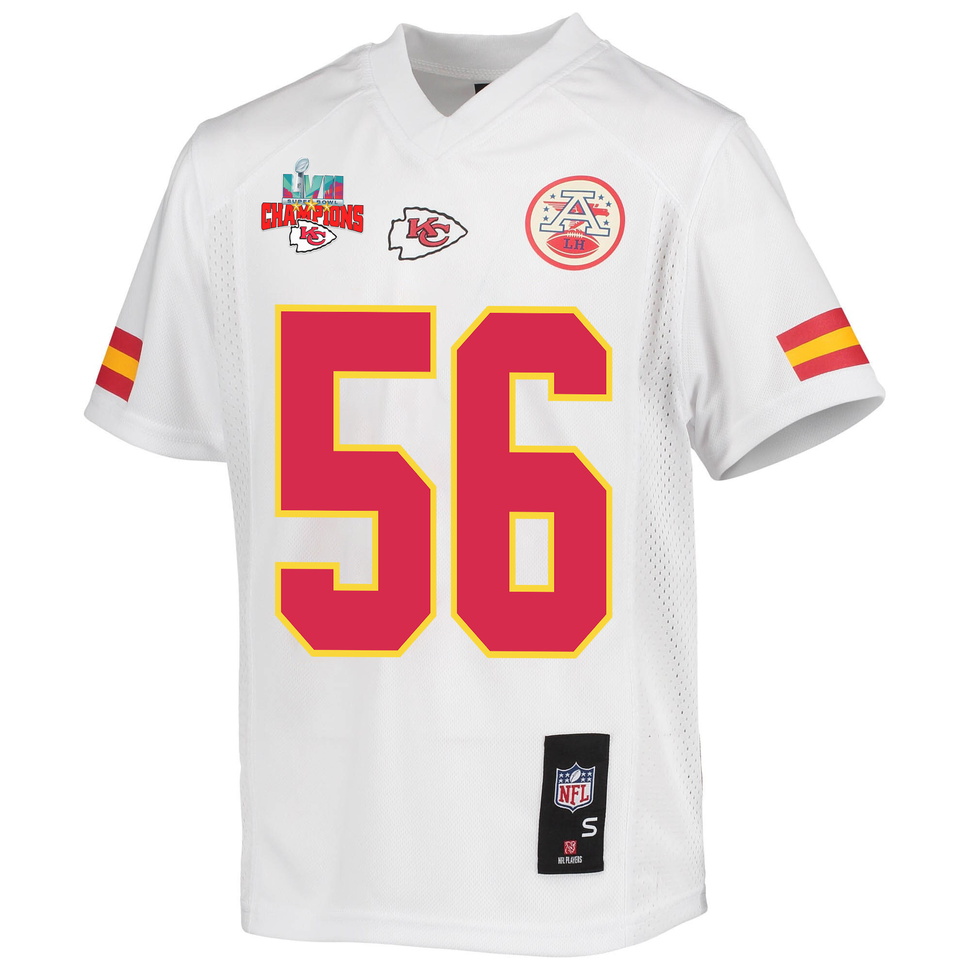 George Karlaftis 56 Kansas City Chiefs Super Bowl LVII Champions 3 Stars Youth Game Jersey - White