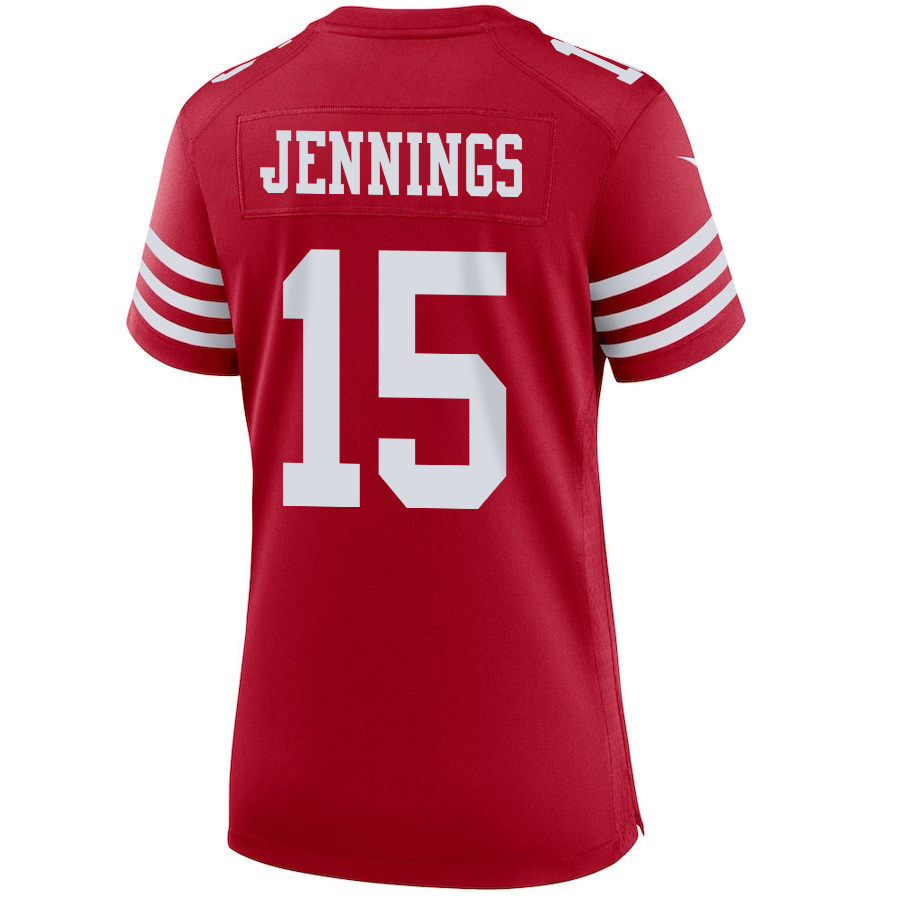 Jauan Jennings 15 San Francisco 49ers Super Bowl LVIII Patch Game Women Jersey - Scarlet