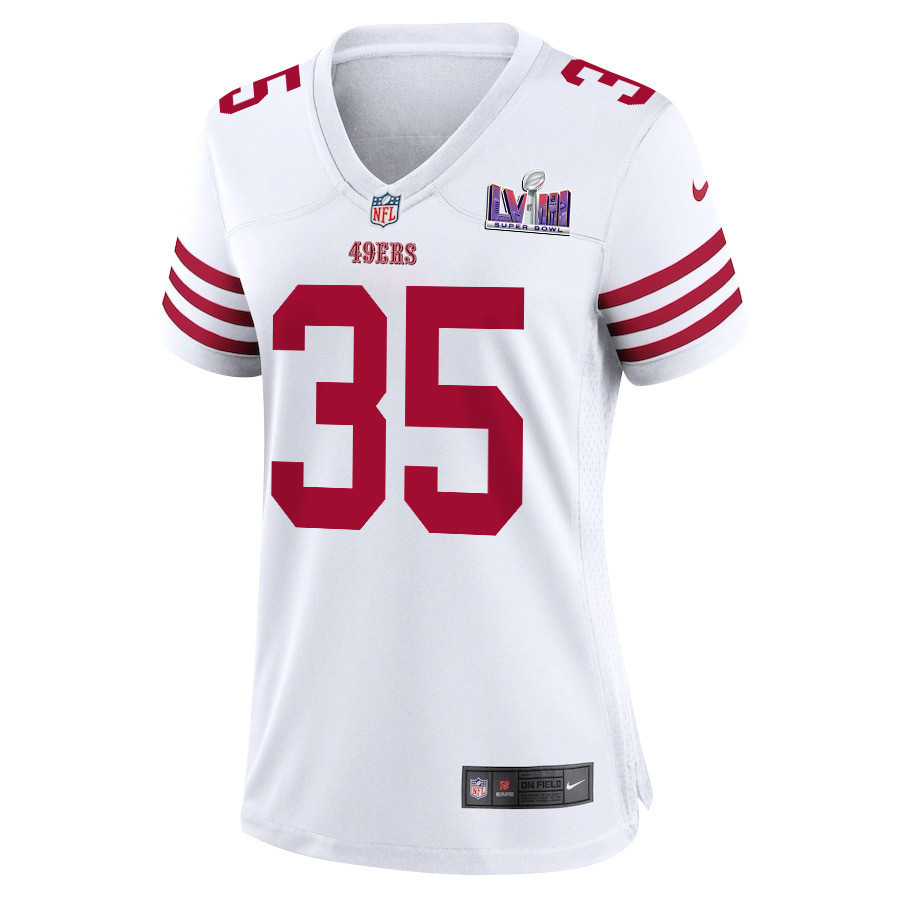 Erik Harris 35 San Francisco 49ers Super Bowl LVIII Patch Game Women Jersey - White