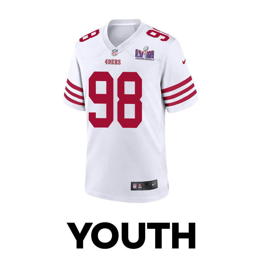 Javon Hargrave 98 San Francisco 49ers Super Bowl LVIII Patch Game YOUTH Jersey - White