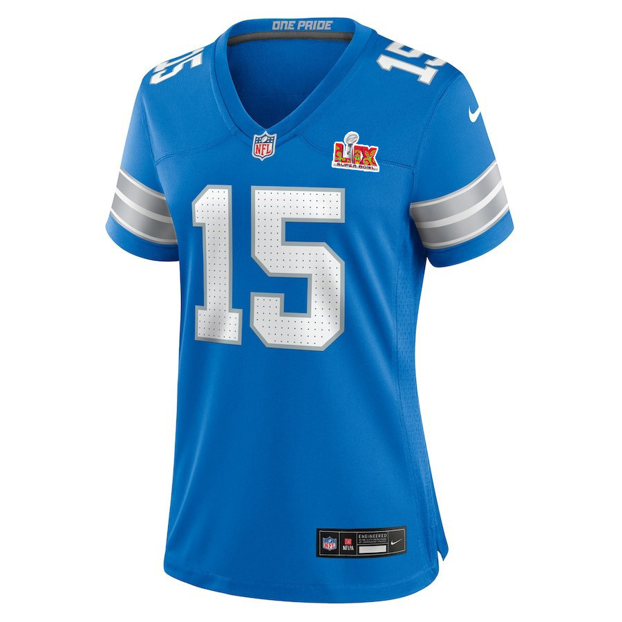 Ennis Rakestraw Jr. #15 Detroit Lions Super Bowl LIX Women's Jersey - Blue