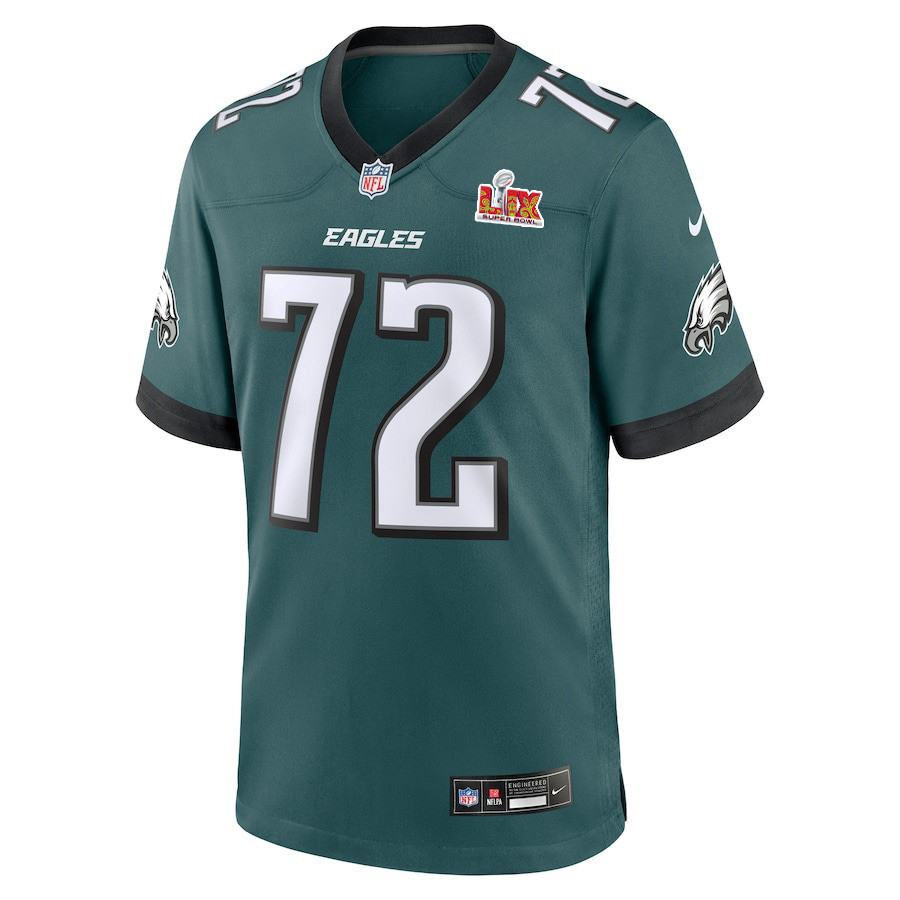 Darian Kinnard #72 Philadelphia Eagles Super Bowl LIX Jersey - Men's - Midnight Green