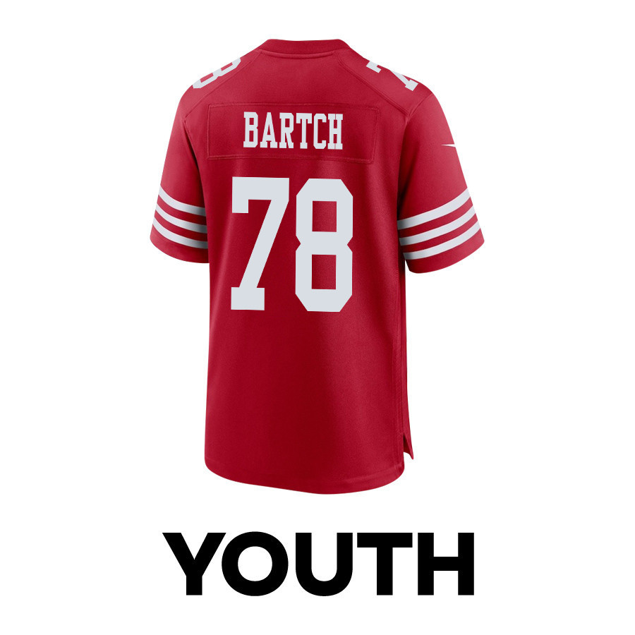 Ben Bartch 78 San Francisco 49ers Super Bowl LVIII Patch Game YOUTH Jersey - Scarlet