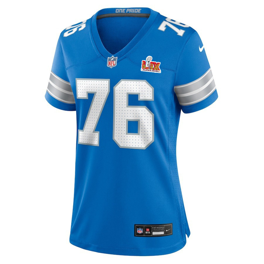 Connor Galvin #76 Detroit Lions Super Bowl LIX Women's Jersey - Blue
