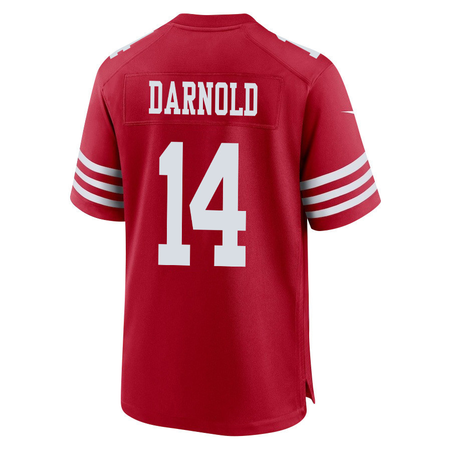 Sam Darnold 14 San Francisco 49ers Super Bowl LVIII Patch Game Men Jersey - Scarlet