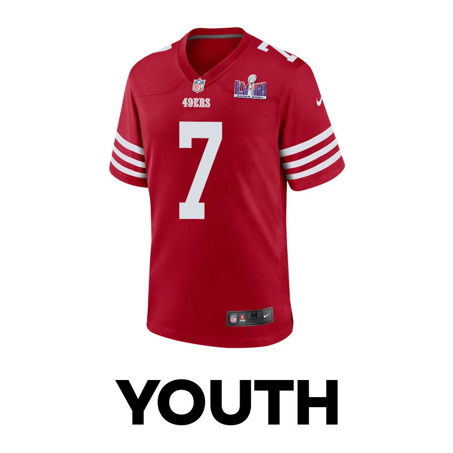 Charvarius Ward 7 San Francisco 49ers Super Bowl LVIII Patch Game YOUTH Jersey - Scarlet