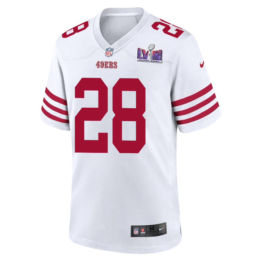 Darrell Luter Jr. 28 San Francisco 49ers Super Bowl LVIII Patch Game Men Jersey - White