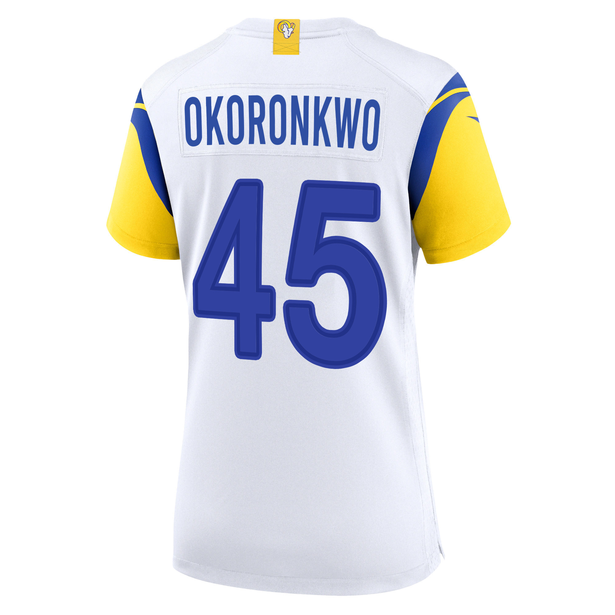 Super Bowl LVI Champions Los Angeles Rams Ogbonnia Okoronkwo 45 White Women's Jersey Jersey
