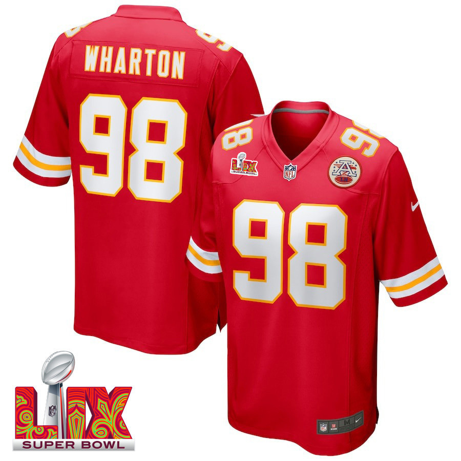 Tershawn Wharton #98 Kansas City Chiefs Super Bowl LIX Jersey - Men's - Red