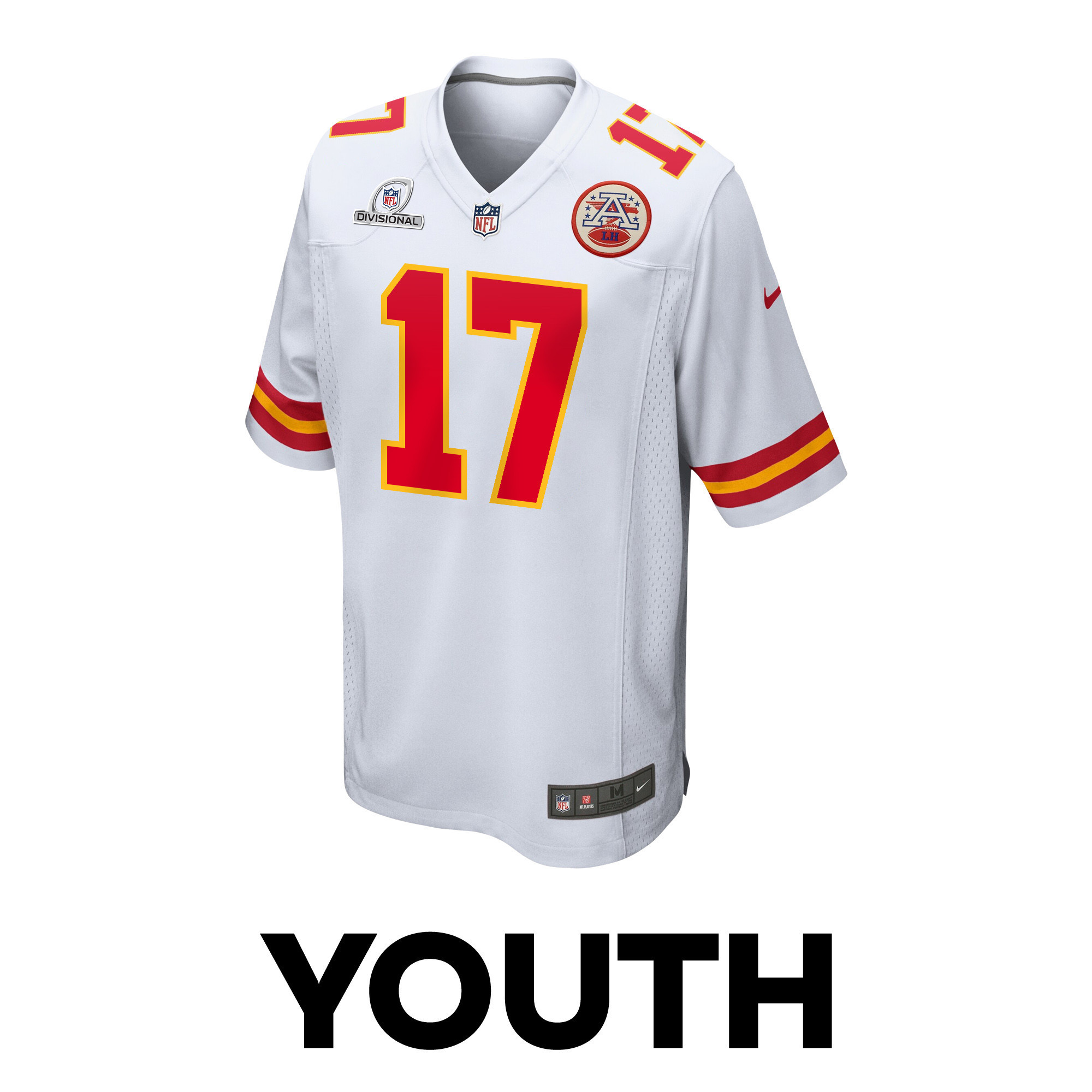 Richie James 17 Kansas City Chiefs Super Bowl LVIII Patch Game YOUTH Jersey - White