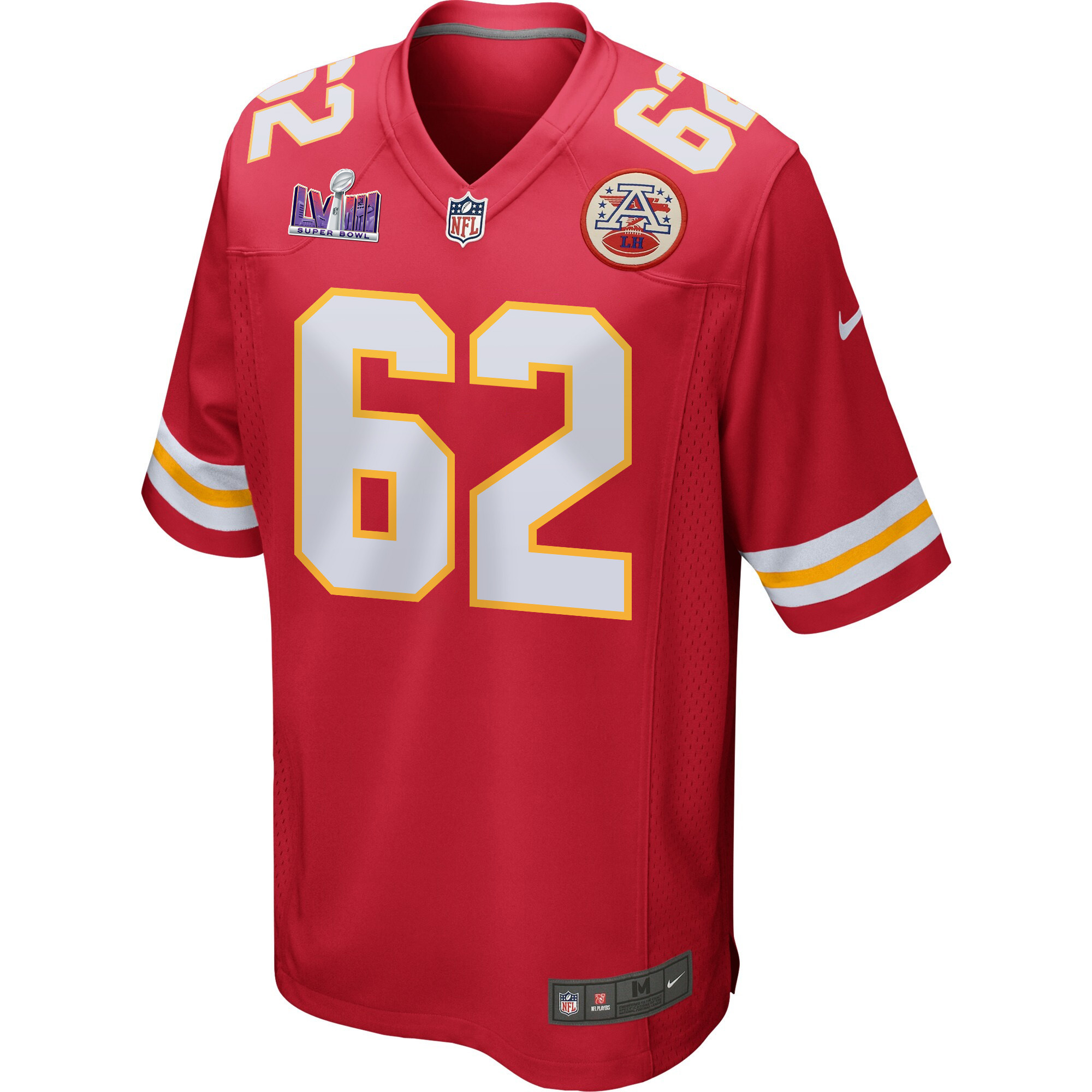 Joe Thuney 62 Kansas City Chiefs Super Bowl LVIII Patch Game Men Jersey - Red