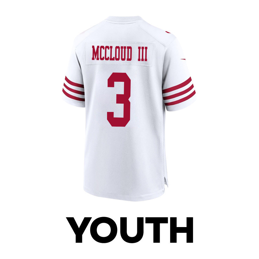 Ray-Ray McCloud III 3 San Francisco 49ers Super Bowl LVIII Patch Game YOUTH Jersey - White