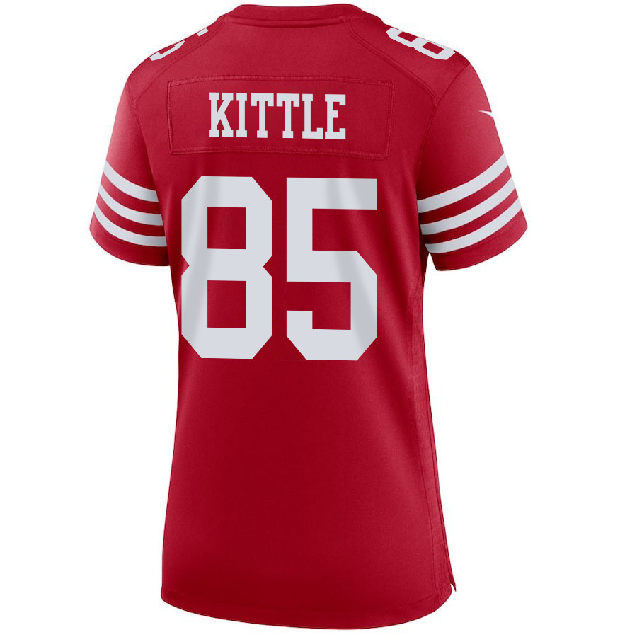George Kittle 85 San Francisco 49ers Super Bowl LVIII Patch Game Women Jersey - Scarlet