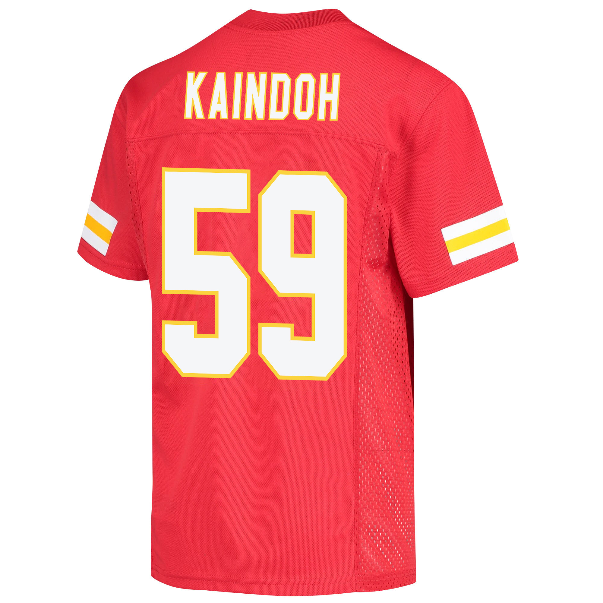 Joshua Kaindoh 59 Kansas City Chiefs Super Bowl LVII Champions 3 Stars Youth Game Jersey - Red