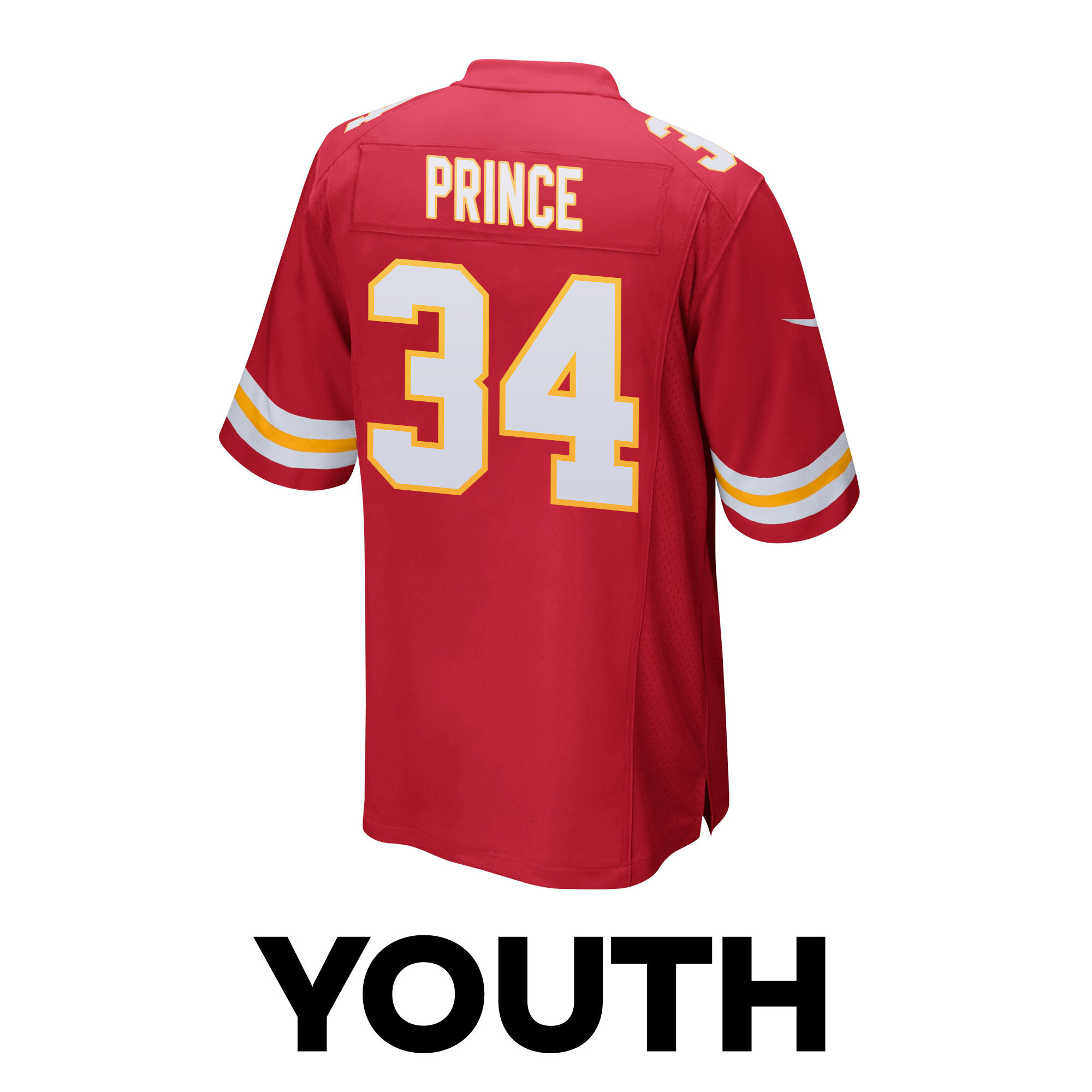 Deneric Prince 34 Kansas City Chiefs Super Bowl LVIII Patch Game YOUTH Jersey - Red
