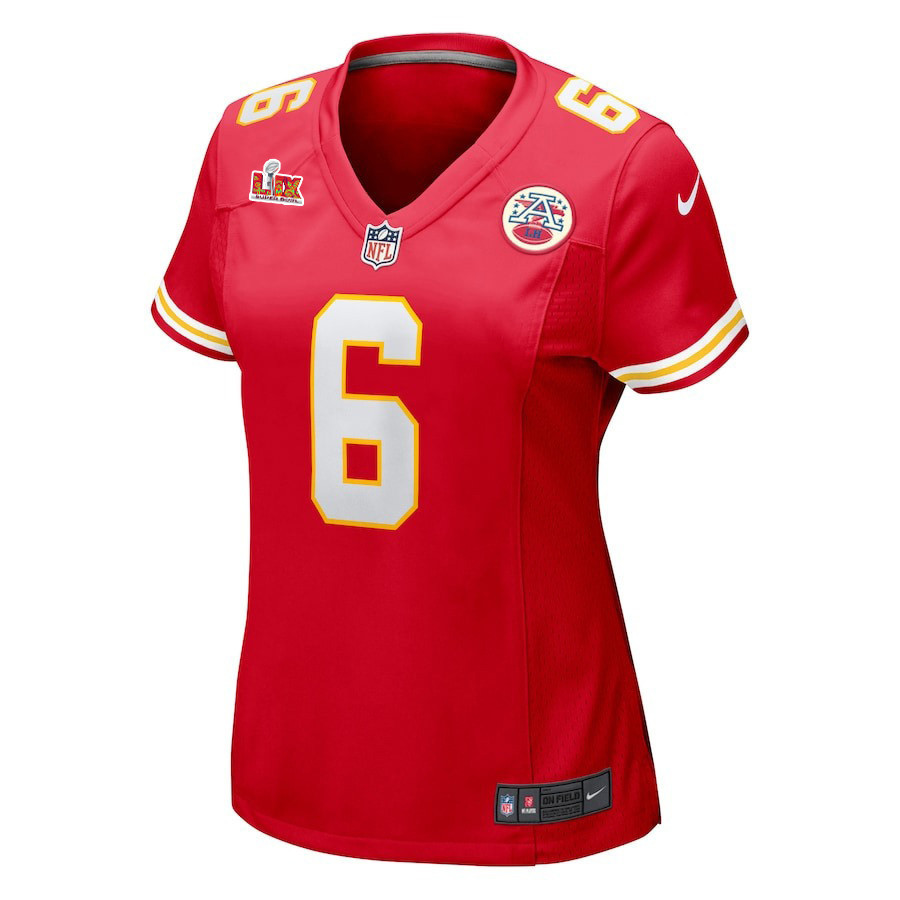 Bryan Cook #6 Kansas City Chiefs Super Bowl LIX Women's Jersey - Red