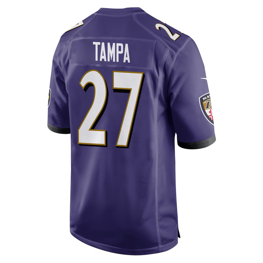 T.J. Tampa 27 Baltimore Ravens Super Bowl LIX New Orleans Patch Game Men Jersey - Purple