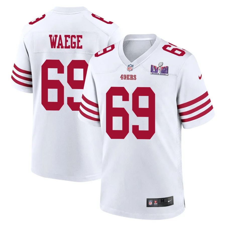 Spencer Waege 69 San Francisco 49ers Super Bowl LVIII Patch Game Men Jersey - White