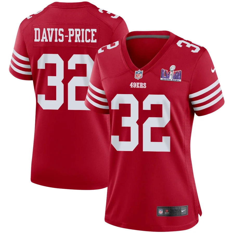 Tyrion Davis-Price 32 San Francisco 49ers Super Bowl LVIII Patch Game Women Jersey - Scarlet