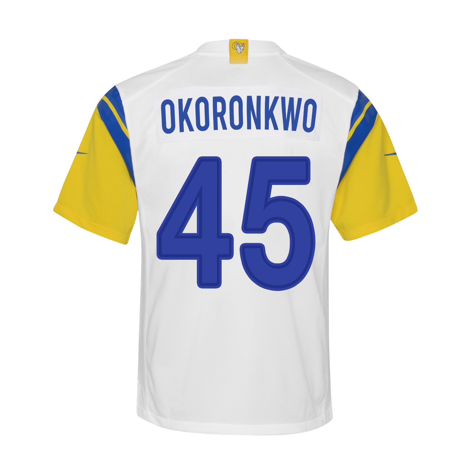 Super Bowl LVI Champions Los Angeles Rams Ogbonnia Okoronkwo 45 White Youth's Jersey Jersey