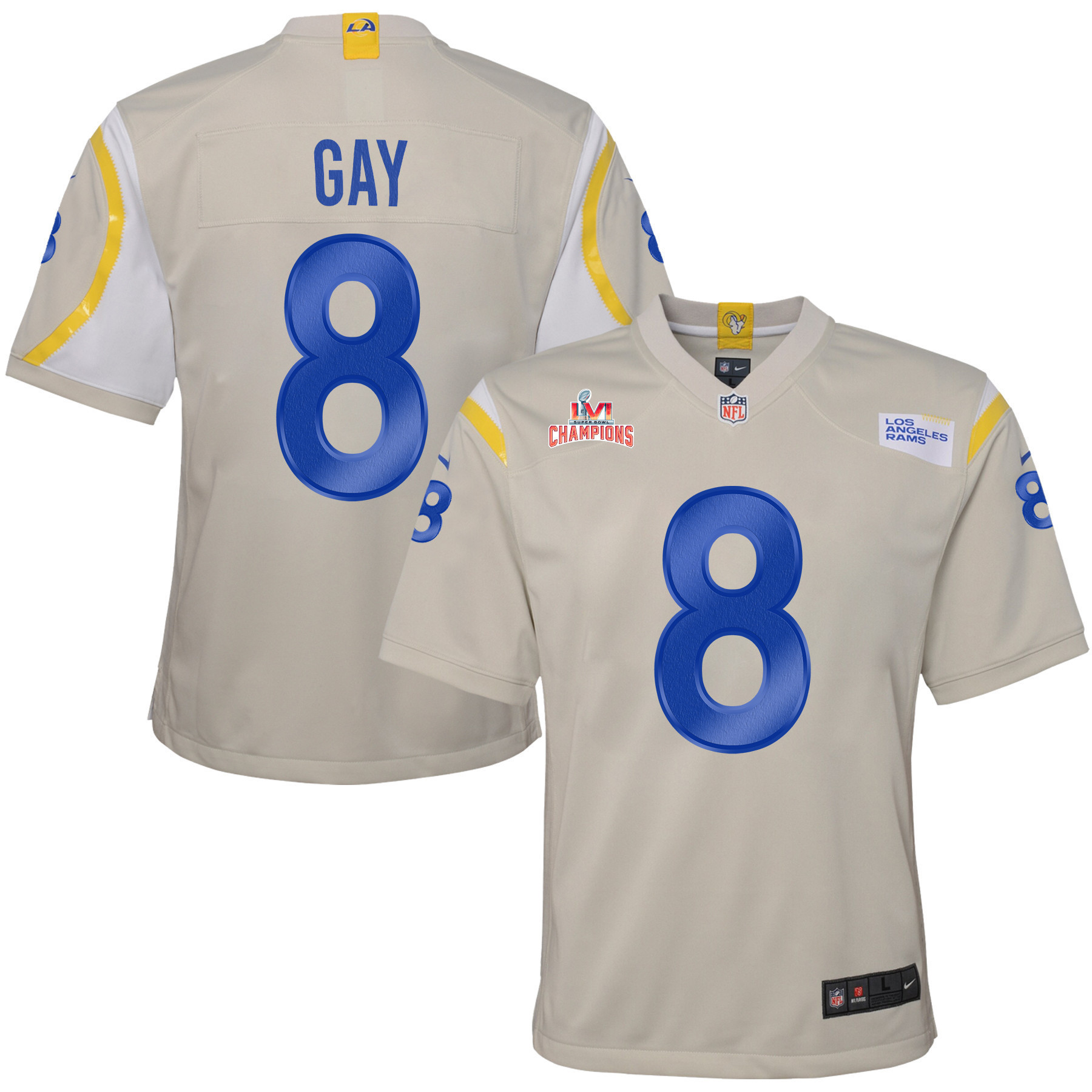 Super Bowl LVI Champions Los Angeles Rams Matt Gay 8 Bone Youth's Jersey Jersey